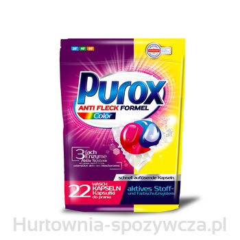 Purox Anit Fleck Formel Color 22 dwukomorowe kapsułki do prania