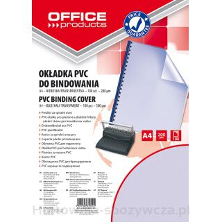 Okładki Do Bindowania Office Products, Pvc, A4, 200Mikr., 100Szt., Niebieskie Transparentne
