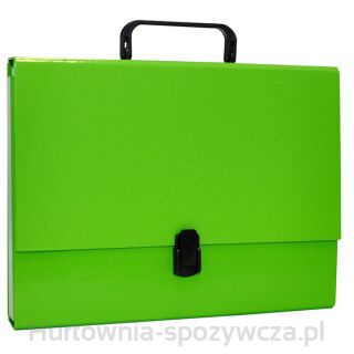 Teczka-Pudełko Office Products, Pp, A4/5Cm, Z Rączką I Zamkiem, Jasnozielona