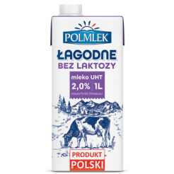 Polmlek Mleko Łagodne Bez Laktozy 2% 1 L