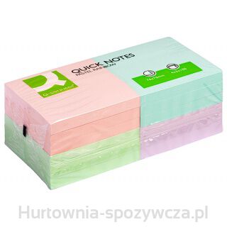 Bloczek Samoprzylepny Q-Connect Rainbow, 76X76Mm, 4X3X100 Kart., Pastel, Mix Kolorów 