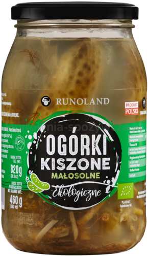 Ogórki Kiszone Małosolne Bio 820 G (460 G) - Runoland [BIO]