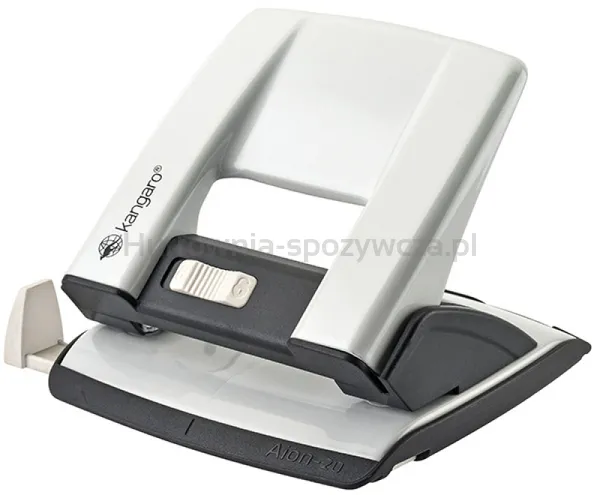 Kangaro DziurkaczAion-20/S, dziurkuje do 20 kartek, metalowy, w pudełku PP, metaliczny biały 