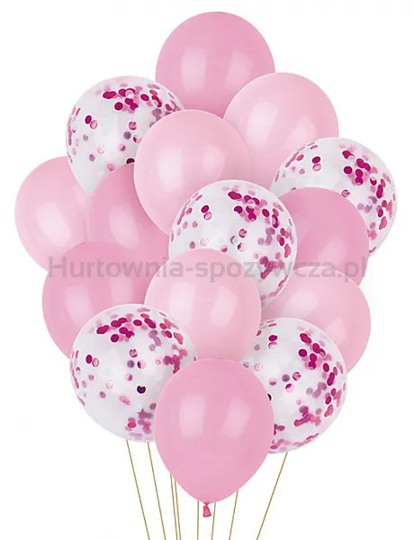 Zestaw balonów PARTY GO, 25-30cm, 15 szt., różowe