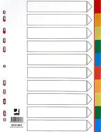 Q-Connect Przekładki PP, A4, 225x297mm, 10+1 kart, mix kolorów 