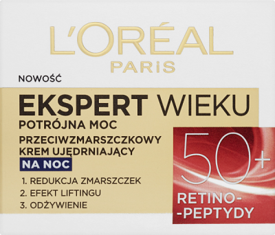 L'Oreal Paris Ekspert Wieku 50+ Przeciwzmarszczkowy Krem Ujędrniający Na Noc 50 Ml