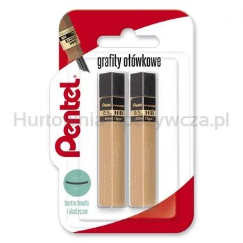 Pentel Grafity ołówkowe Hi-Polymer 0,5 mm, 2B x 2 sztuki