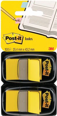 Post-It Zakładki indeksujące (680-Y2EU), PP, 25,4x43,2mm, 2x50 kart., żółte [BIURO]