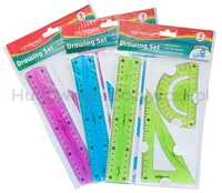 Zestaw geometryczny KEYROAD Flexible średni, z linijką 20cm, zawieszka, mix kolorów - 2