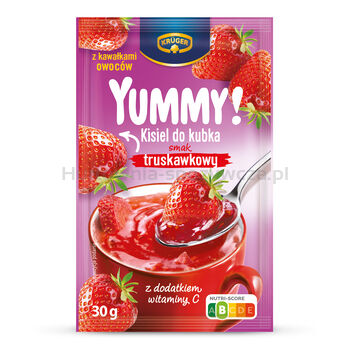 Kruger Yummy! Kisiel Do Kubka Truskawkowy Z Kawałkami Owoców I Dodatkiem Witaminy C 30G