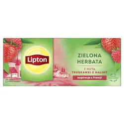 Lipton Herbata zielona, z nutą truskawki i maliny, 20 torebek