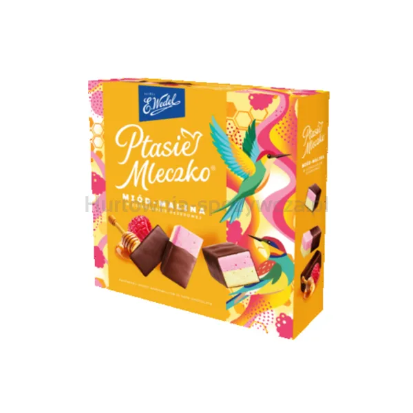 E.Wedel Ptasie mleczko miód-malina w czekoladzie deserowej 340g