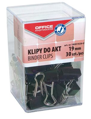 Office Products Klipy do dokumentów 19mm, 30szt., w pudełku, czarne [BIURO]