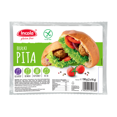 Bułki Pita Bezglutenowe (2 Szt.) 190 G - Incola [BIO]