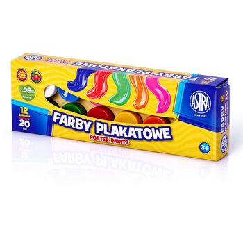 Farby plakatowe 12 kolorów - 20 ml, ECO ASTRA