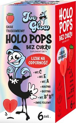 HOLOPOPS Lizak na odporność truskawkowy  B/C ( 6szt) 36 g