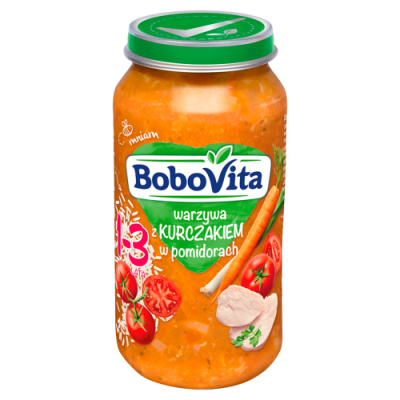 Bobovita Warzywa Z Kurczakiem W Pomidorach Po 12. Miesiącu 250 G