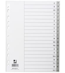 Q-Connect Przekładki  PP, A4, 230x297mm, A-Z, 20 kart, szare 
