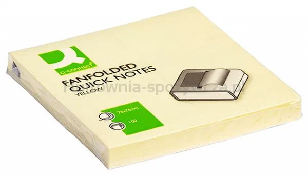 Q-Connect Bloczek samoprzylepny typu Z, 76x76mm, 1x100 kart., jasnożółty 