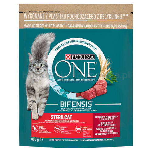 Purina One Karma Dla Kotów Sterilicat Bogata W Wołowinę I Pszenicę 800G