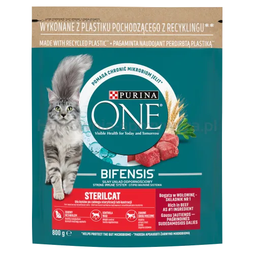 Purina One Karma Dla Kotów Sterilicat Bogata W Wołowinę I Pszenicę 800G