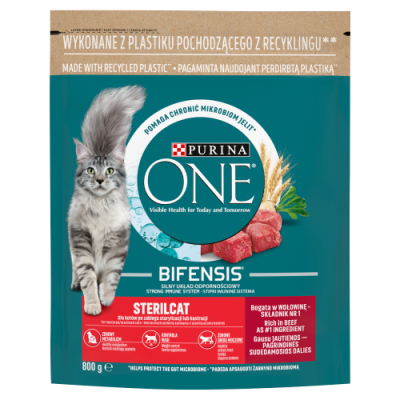 Purina One Karma Dla Kotów Sterilicat Bogata W Wołowinę I Pszenicę 800G