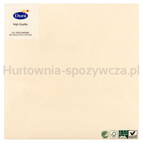 Duni Serwetki 3 Warstwowe 40X40 Cm Kremowy 50 Szt.