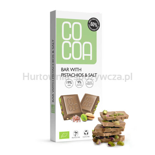 Tabliczka Z Pistacjami I Solą 60 % Mniej Cukru Bio 40 G - Cocoa [BIO]