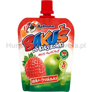 Bakoma Bakuś Do Kieszonki Mus Owocowy Jabłko-Truskawka 90G