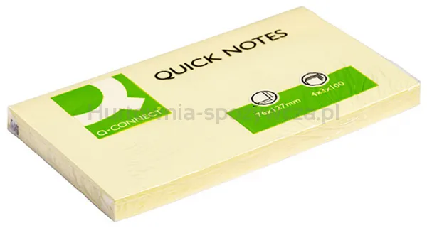 Q-Connect Bloczek samoprzylepny, 127x76mm, 1x100 kart., jasnożółty 