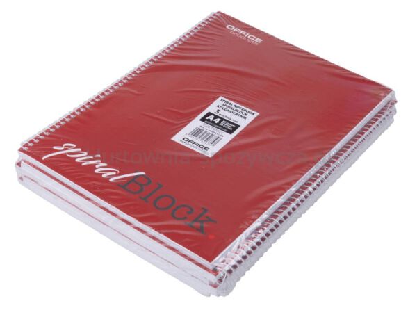 Kołonotatnik OFFICE PRODUCTS, A4, w linie, 80 kart., 70gsm, bordowy - 2