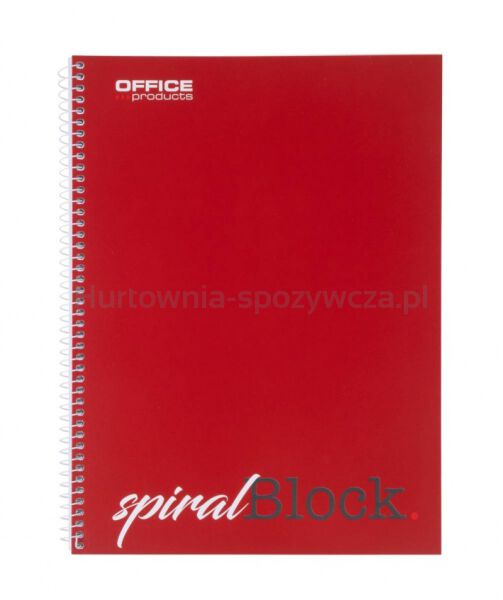 Kołonotatnik OFFICE PRODUCTS, A4, w linie, 80 kart., 70gsm, bordowy - 3