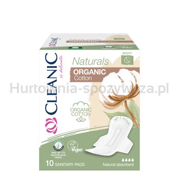 Cleanic Podpaski Naturals Organic Cotton Night 10 Sztuk