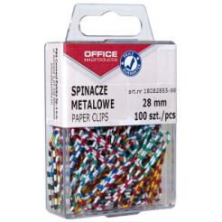 Spinacze Metalowe Office Products Zebra Powlekane 28Mm W Pudełku 100Szt Mix Kolorów