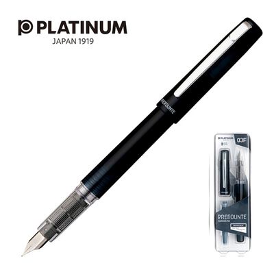 Platinum Pióro wieczne Prefounte Graphite Blue, F, w plastikowym opakowaniu, na blistrze, granatowe [BIURO]