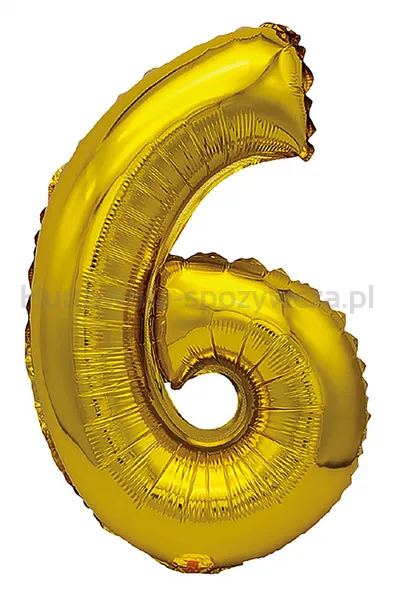 Balon foliowy PARTY GO, cyfra 6, 80cm, złoty