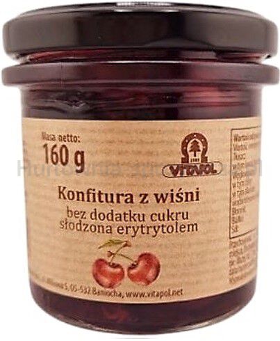 Konfitura z wiśni słodzona erytrytolem  B/C 160g