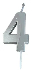 Świeczka PARTY GO, cyfra 4, 4,8cm, srebrna