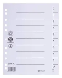 Donau Przekładka Karton A4, 235X300Mm, 1-10, 1 Karta, Biała 