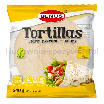 Benus Tortillas Placki Pszenne - Wraps 240 G (40 G X 6 Szt.)
