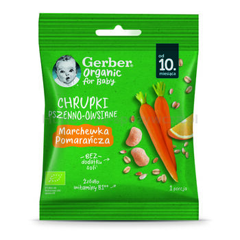 Gerber Organic Chrupki Pszenno-Owsiane Marchewka Pomarańcza 7G bio