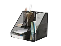 Organizer Z Przybornikiem Q-Connect Office Set, Metalowy, A4, Czarny