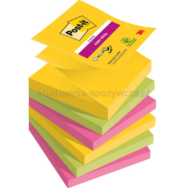Post-It Karteczki samoprzylepne Super Sticky Z-Notes, CARNIVAL, 76x76mm, 6x90 kart. 