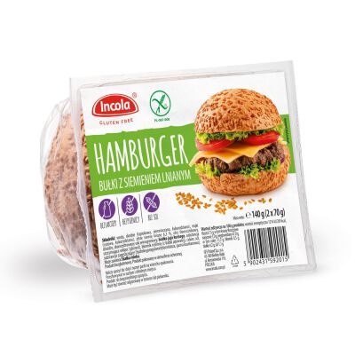 Bułki Do Hamburgerów Z Siemieniem Lnianym Bezglutenowe (2 Szt.) 140 G - Incola [BIO]