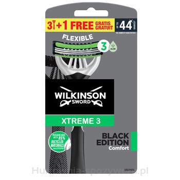 Wilkinson Sword Xtreme3 Black Edition Jednorazowe Maszynki Do Golenia Dla Mężczyzn, 4 Szt.