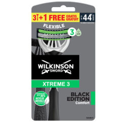 Wilkinson Sword Xtreme3 Black Edition Jednorazowe Maszynki Do Golenia Dla Mężczyzn, 4 Szt.
