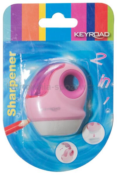 Temperówka KEYROAD, plastikowa, pojedyncza, z gumką, blister, mix kolorów - 3