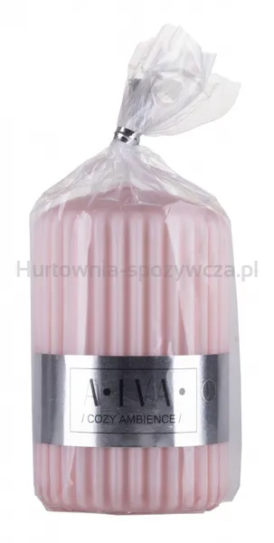 Świeca słupek ryflowana DONAU HOME Alva, 60x90mm, brudny róż