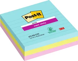 Post-It Karteczki samoprzylepne Super Sticky w linie, (675-SS3-MIA), 101x101mm, 3x70 kart., paleta Miami 