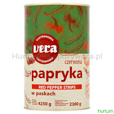 Vera Papryka czerwona konserwowa w paskach, w zalewie 4250/2300 g